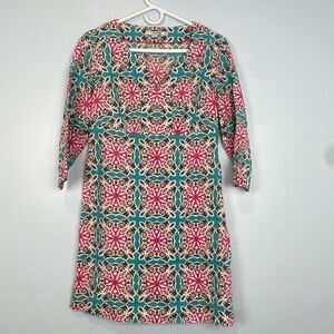 Boden 100% Linen Colorful Boho Coastal Beachy Resortwear Casual Tunic Dress Sz 8